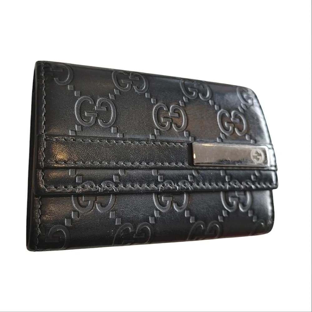 Gucci Guccisimi Black Leather Keycles Card Holder - Picture 15 of 16